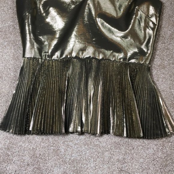 Host Pick✨ Kate Spade Saturday Light Beam Peplum Top. Gold pleated lame Size 00 - Picture 8 of 11
